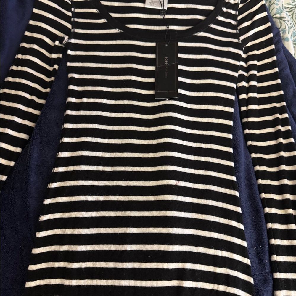 BCBGMaxAzria Black and White Striped Top